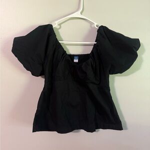 Old Navy Black Puff‎ Sleeve Blouse size S Petite